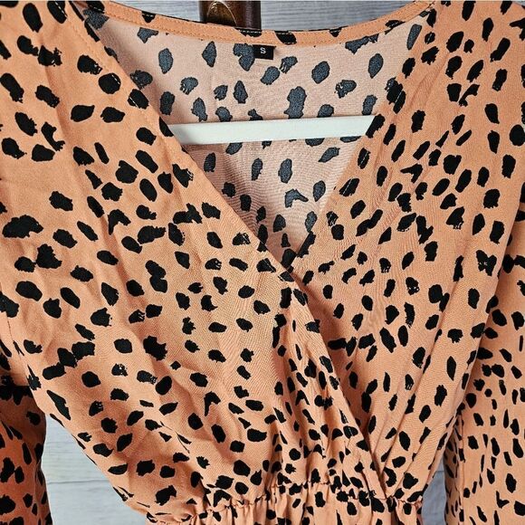 Women's Animal Print Puff Sleeves Dress Small - Picture 4 of 5